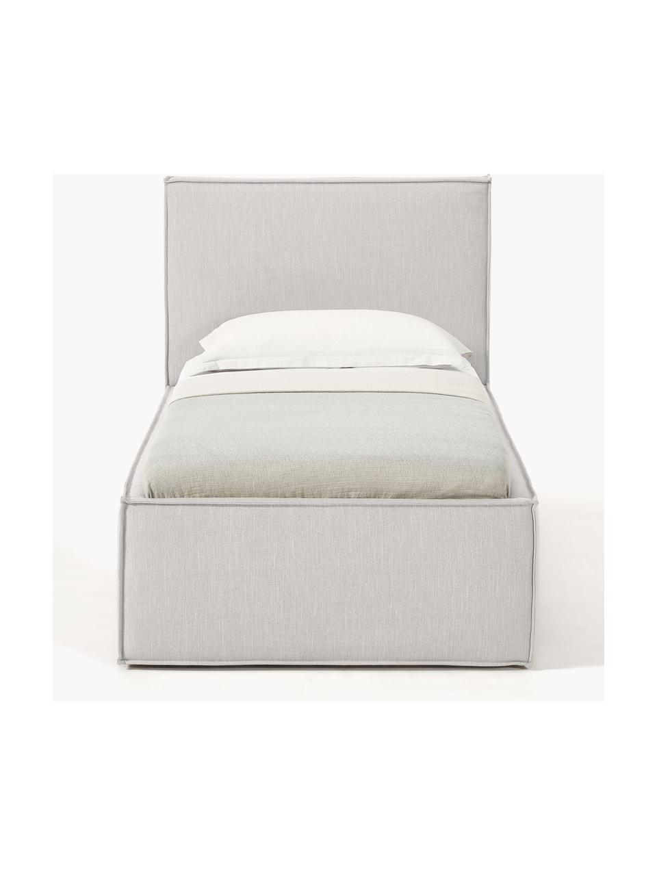 Cama individual Dream, con espacio de almacenamiento, Tapizado: poliéster (borreguillo) A, Estructura: madera de pino maciza con, Tejido greige, An 90 x L 200 cm