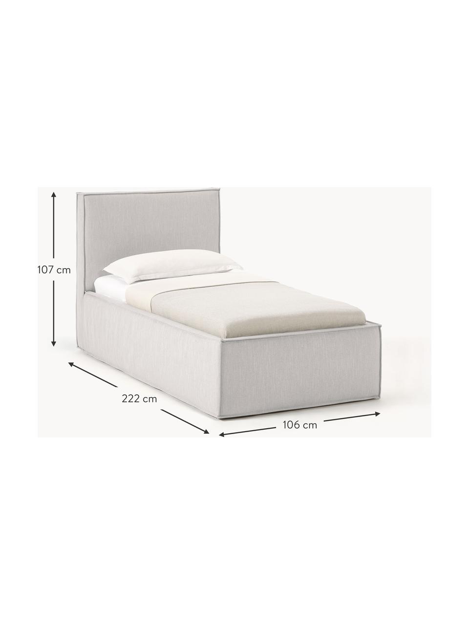 Cama individual Dream, con espacio de almacenamiento, Tapizado: poliéster (borreguillo) A, Estructura: madera de pino maciza con, Tejido greige, An 90 x L 200 cm