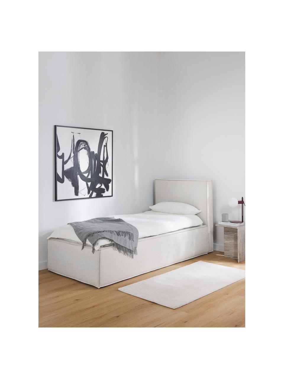 Letto singolo con contenitore Dream, Rivestimento: poliestere (tessuto testu, Tessuto greige, Larg. 90 x Lung. 200 cm