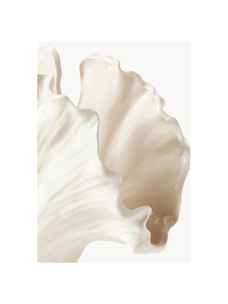 Vaso a forma di conchiglia Gingko, alt. 24 cm, Gres, Bianco latte, Larg. 32 x Alt. 24 cm