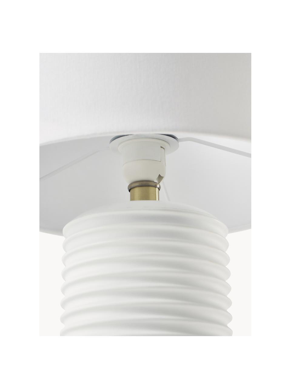 Veľká stolová lampa s keramickým podstavcom Darona, Biela, Ø 30 x V 51 cm