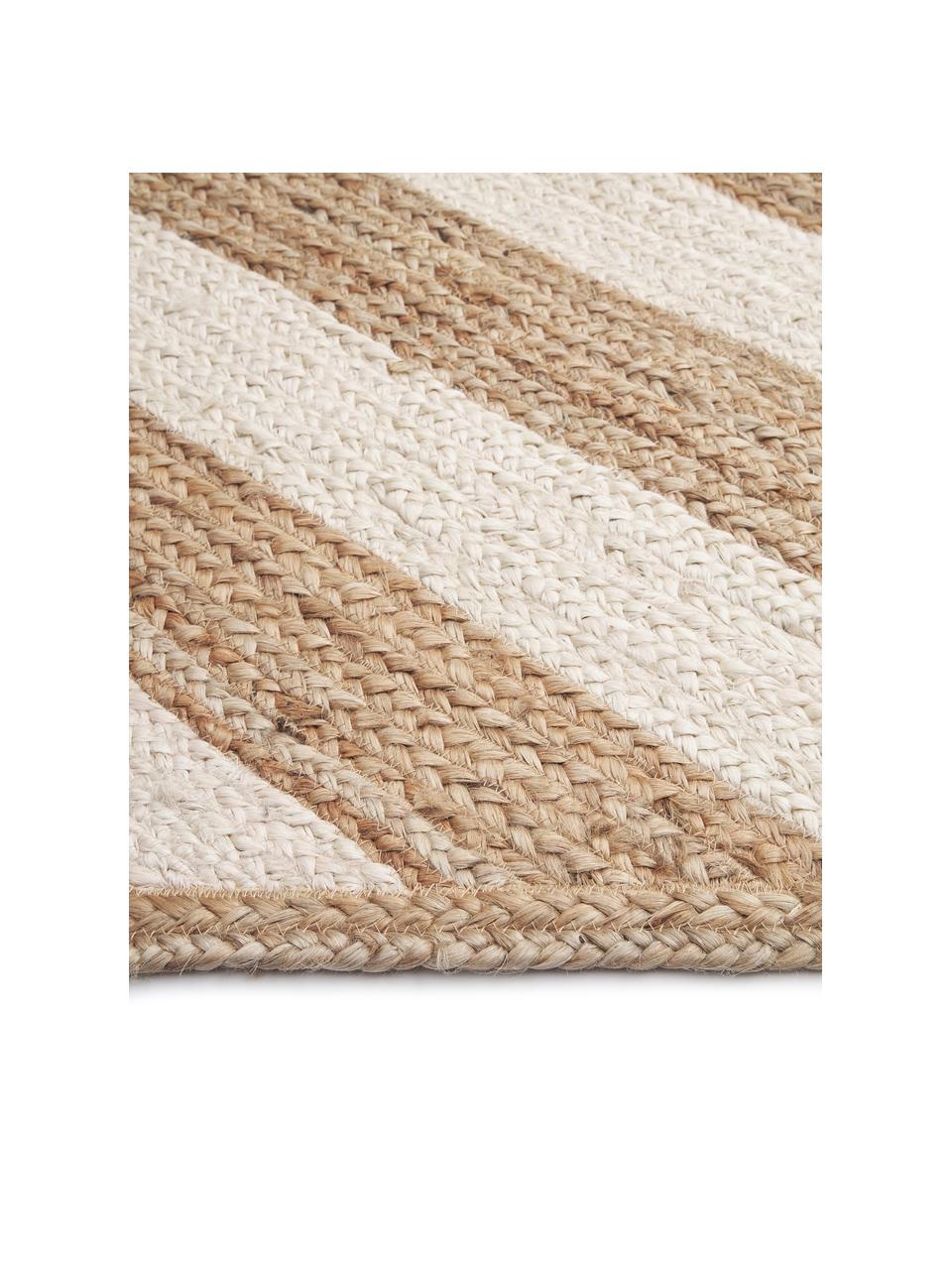 Ručne vyrobený jutový behúň Eckes, 100 % juta, Béžová, biela, Š 80 x D 250 cm