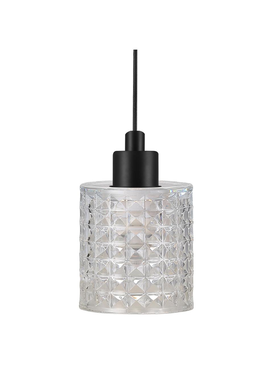 Kleine hanglamp Hollywood van glas, Lampenkap: glas, Baldakijn: gecoat metaal, Crèmewit, Ø 11 x H 18 cm