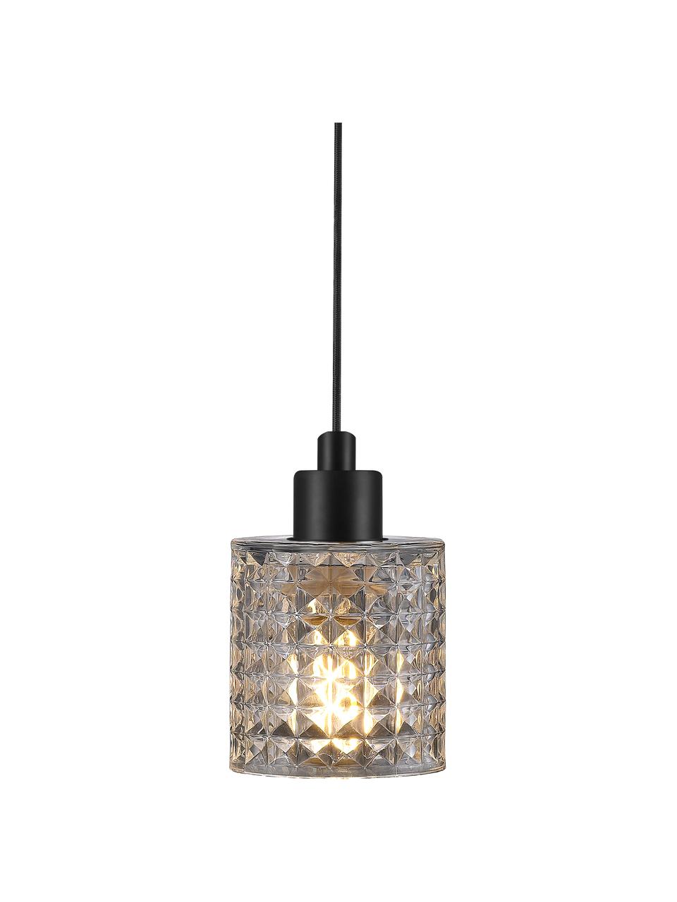 Kleine Pendelleuchte Hollywood aus Glas, Lampenschirm: Glas, Baldachin: Metall, beschichtet, Cremeweiß, Ø 11 x H 18 cm