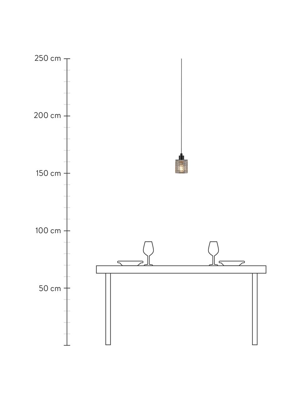 Kleine hanglamp Hollywood van glas, Lampenkap: glas, Baldakijn: gecoat metaal, Crèmewit, Ø 11 x H 18 cm