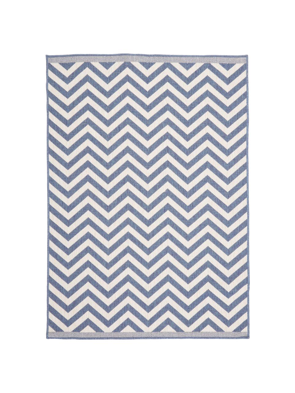 Tapis intérieur extérieur gris crème, réversible Palma, Bleu, crème