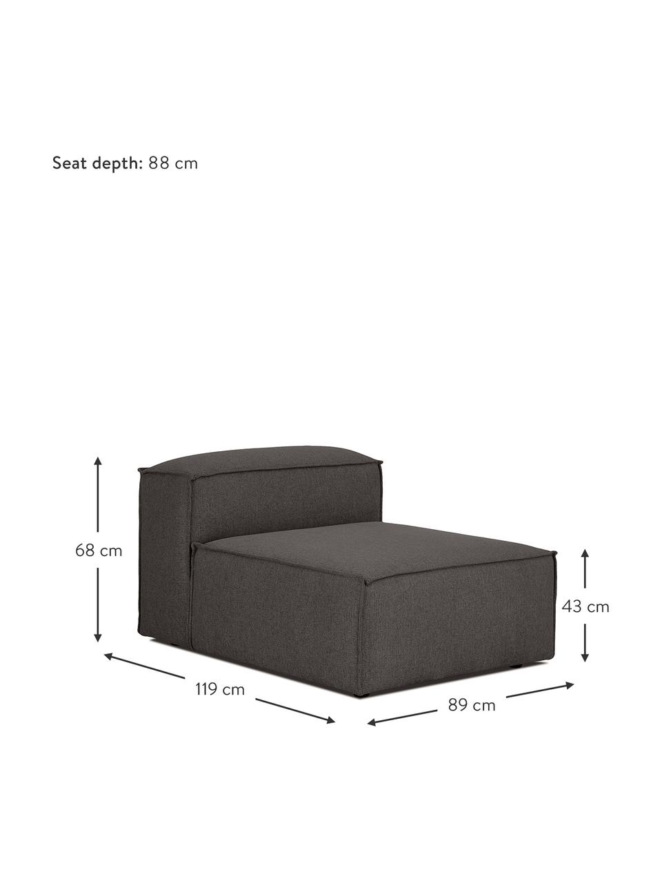 Moduł środkowy Lennon, Tapicerka: 100% poliester Dzięki tka, Stelaż: lite drewno sosnowe, cert, Nogi: tworzywo sztuczne, Antracytowa tkanina, S 89 x G 119 cm