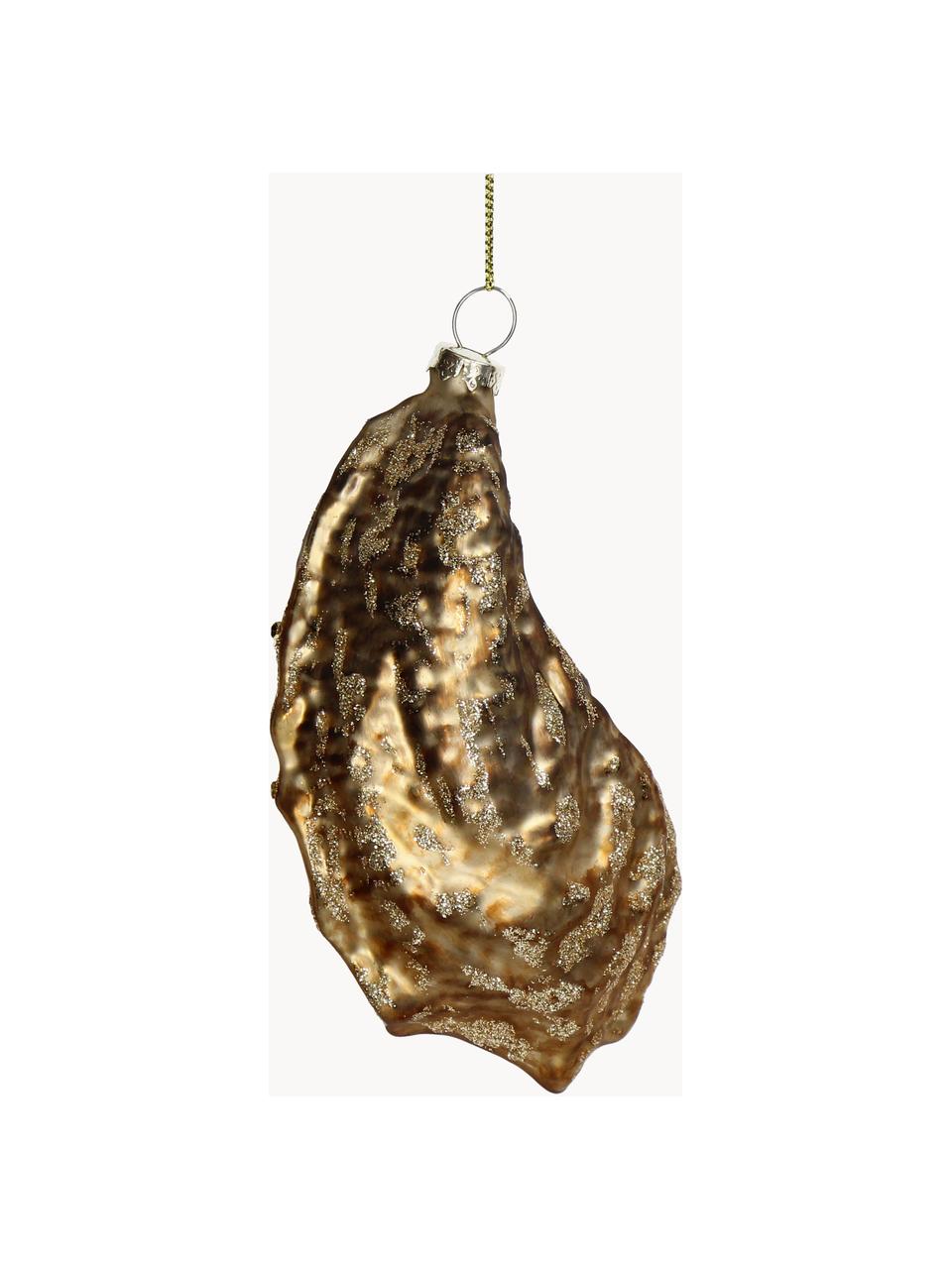 Ciondolo albero di Natale Oysters, Vetro, Dorato, bianco, Larg. 8 x Alt. 14 cm