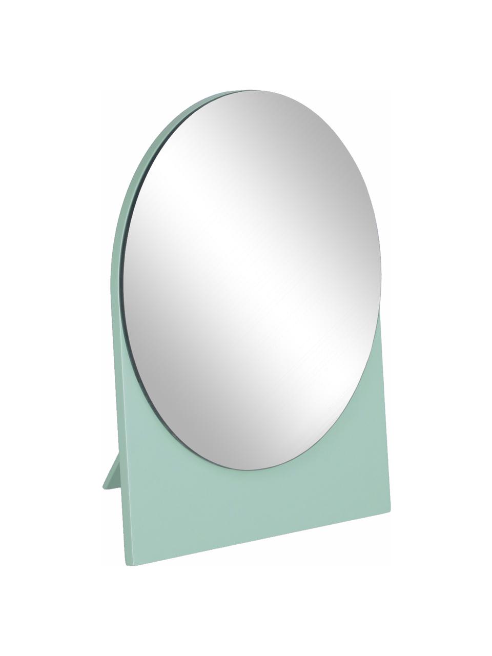Specchio cosmetico rotondo con cornice in legno Mica, Superficie dello specchio: lastra di vetro, Verde, Larg. 17 x Alt. 20 cm