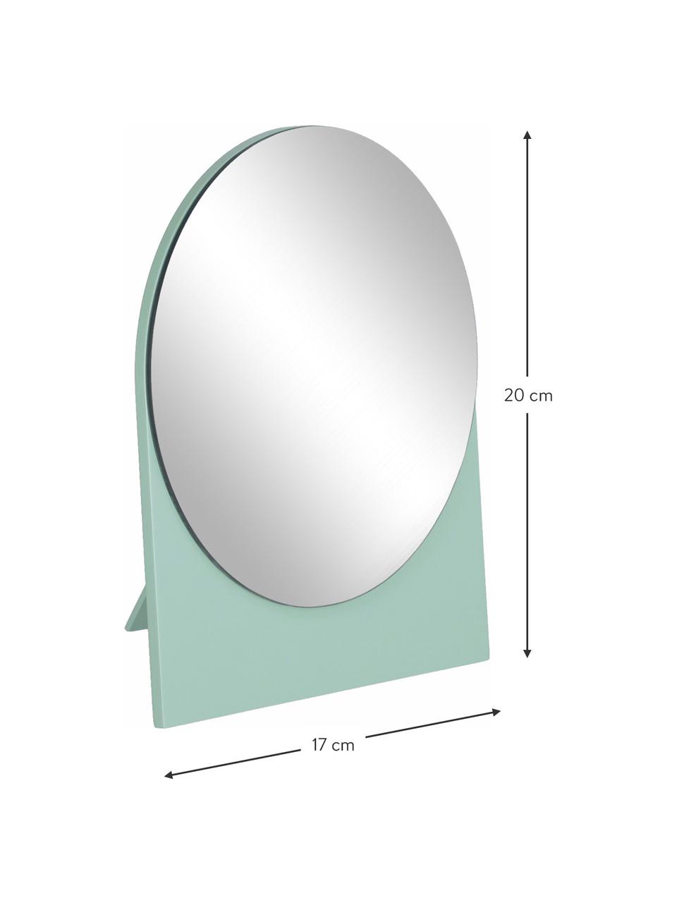 Runder Kosmetikspiegel Mica mit grünem Holzrahmen, Rahmen: Mitteldichte Holzfaserpla, Spiegelfläche: Spiegelglas, Grün, 17 x 20 cm