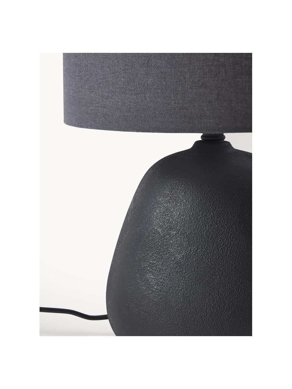 Keramische tafellamp Eileen, Lampenkap: linnen (100% polyester), Lampvoet: keramiek, Antraciet, mat, Ø 26 x H 35 cm
