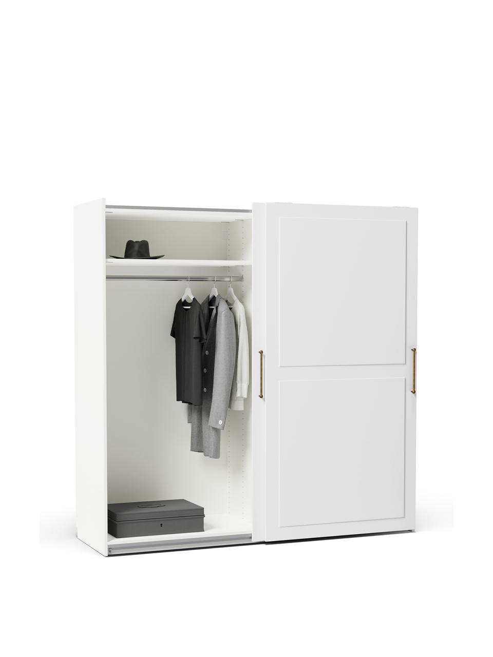 Modulaire schuifdeurkast Charlotte in wit, 200 cm breed, verschillende varianten, Wit, Basis interieur, hoogte 200 cm