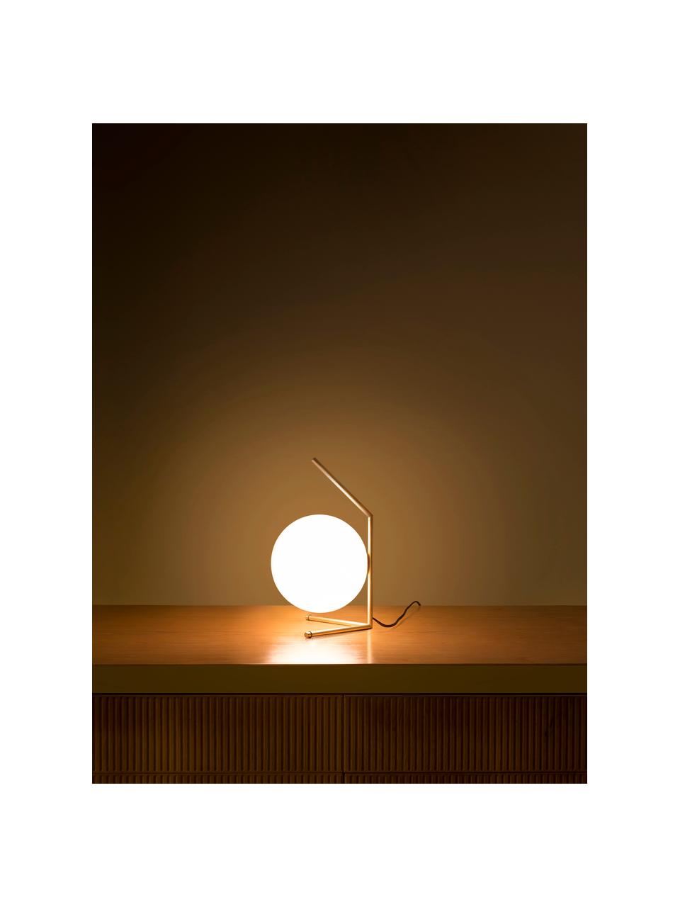 Lampada da tavolo in vetro soffiato con luce regolabile IC Lights, Paralume: vetro, Struttura: metallo rivestito, Dorato, Ø 20 x Alt. 38 cm