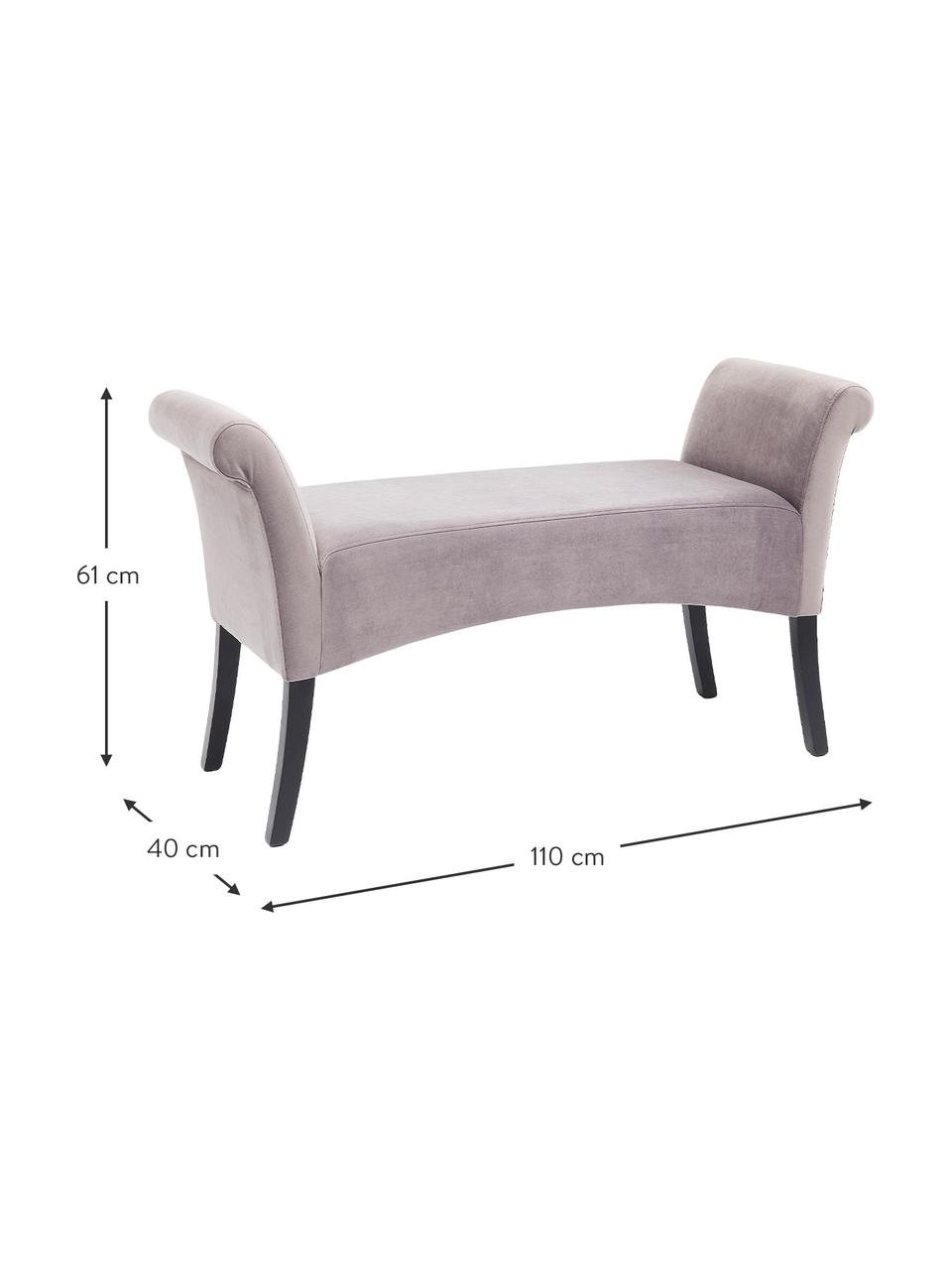 Banquette en velours Motley, Gris clair, larg. 110 x prof. 40 cm