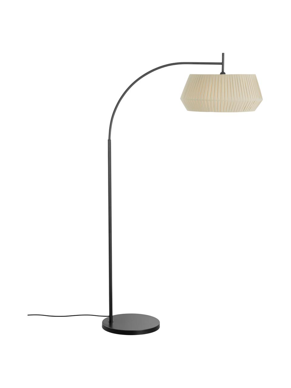 Veľká podlahová lampa zo skladanej textílie Dicte, Béžová, čierna, V 180 cm