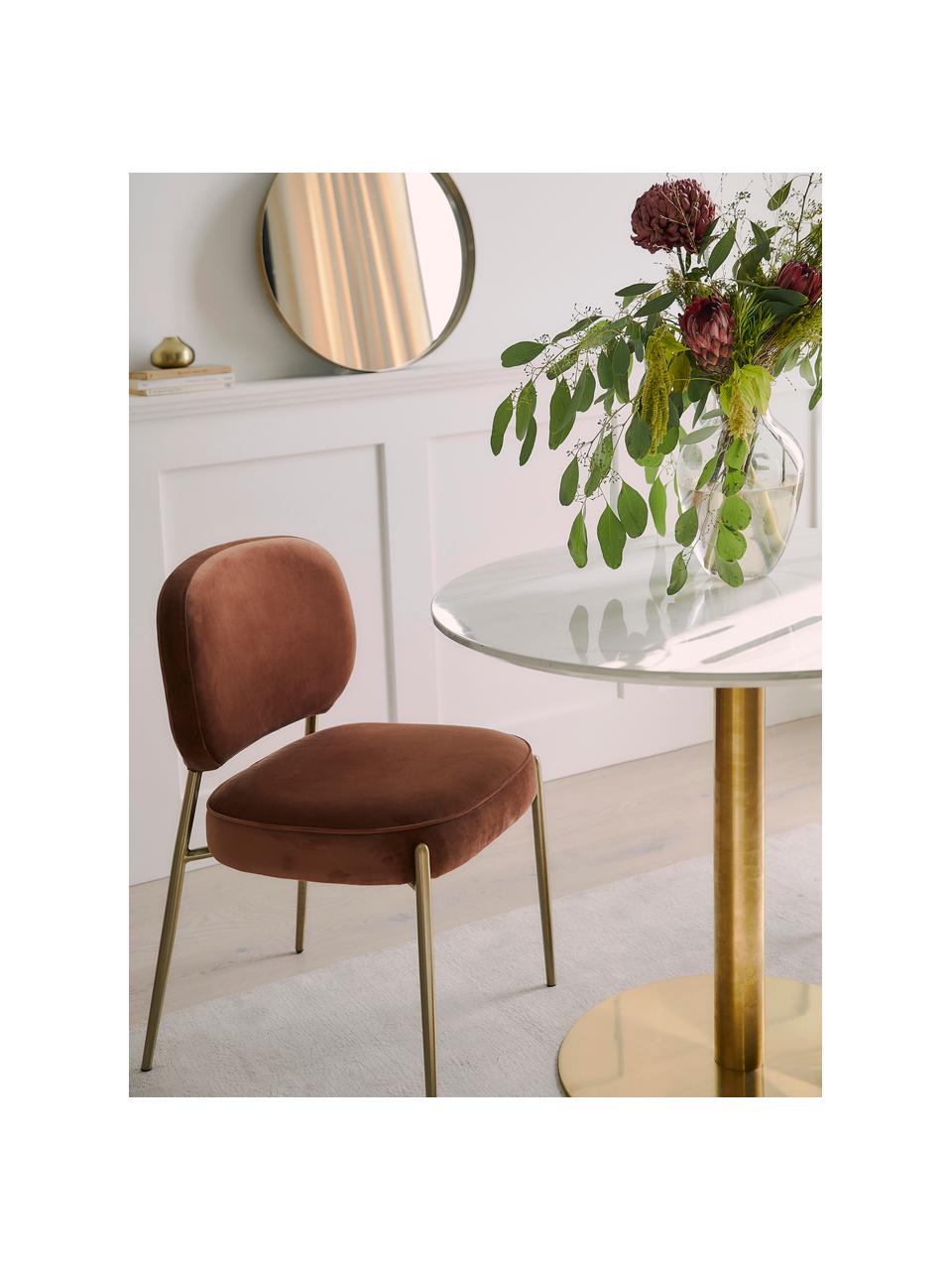 Fluwelen gestoffeerde stoel Viggo, Bekleding: fluweel (polyester) Met 5, Fluweel bruin, B 51 x D 54 cm