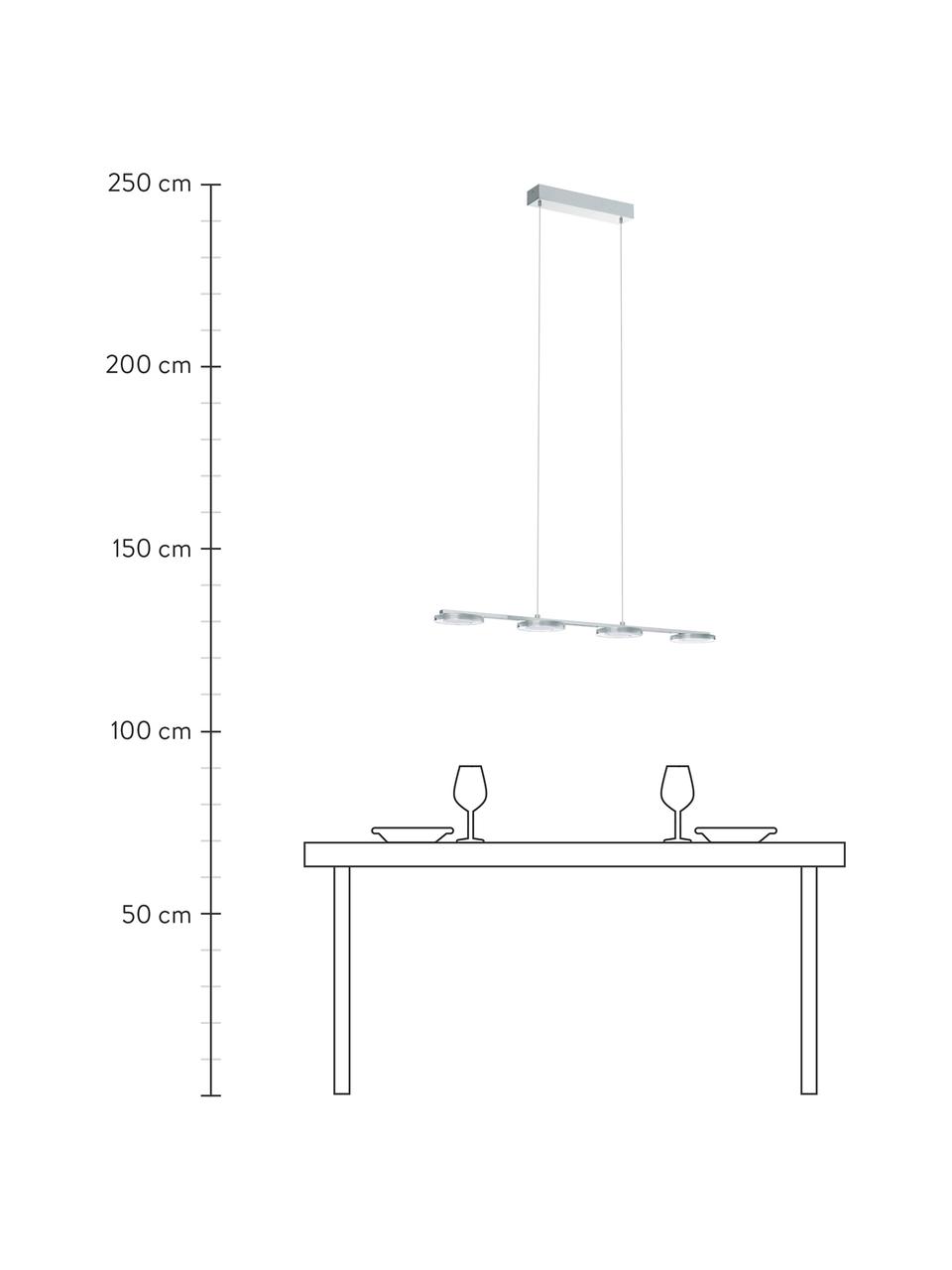 Lampada moderna a sospensione a LED Cartama, Paralume: metallo cromato, Lampada: metallo cromato, Baldacchino: metallo cromato, Cromato, Larg. 78 x Alt. 110 cm