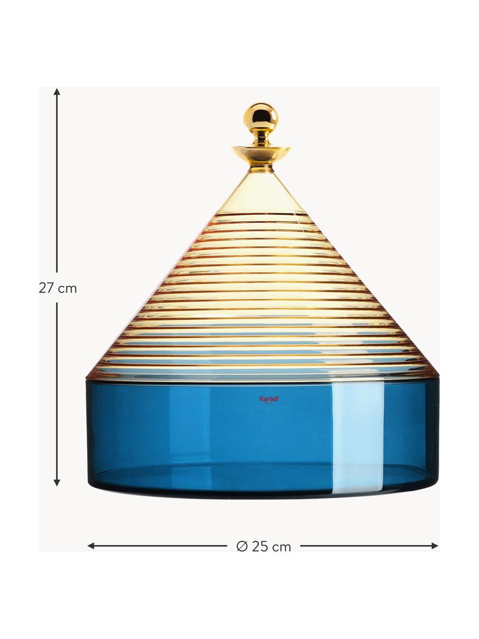 Boîte de rangement Trullo, Jaune, bleu, Ø 25 x haut. 27 cm