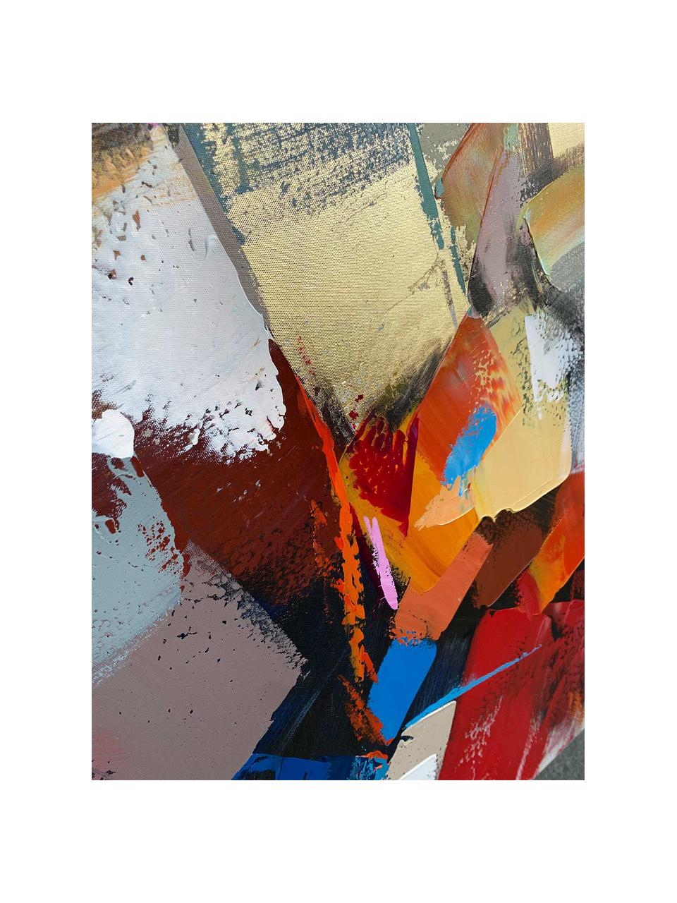 Ręcznie malowany obraz na płótnie Esplosione di Colore, Stelaż: drewno sosnowe, Wielobarwny, S 150 x W 110 cm