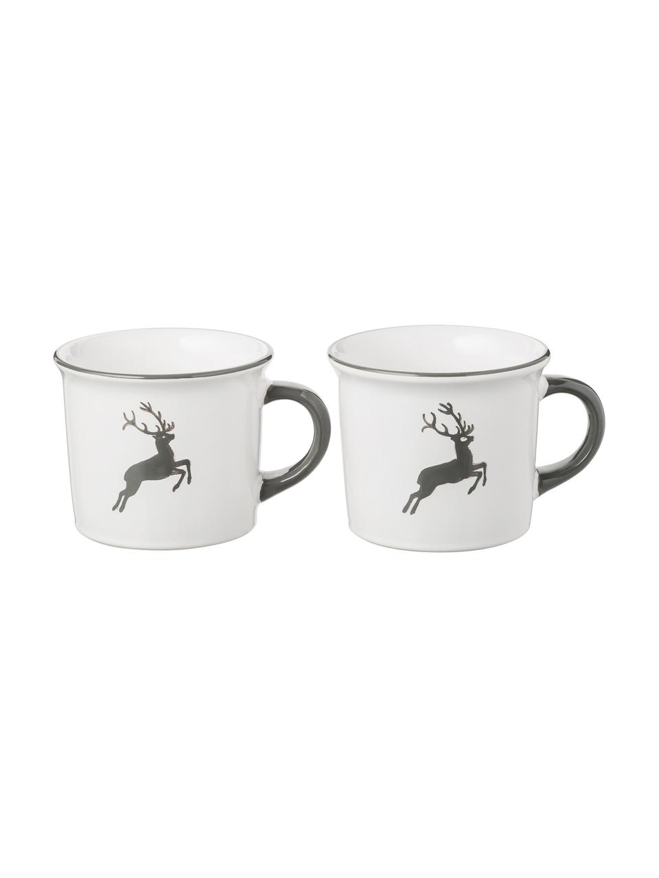 Taza de café artesanal Classic Grauer Hirsch, Cerámica, Gris, blanco, 240 ml