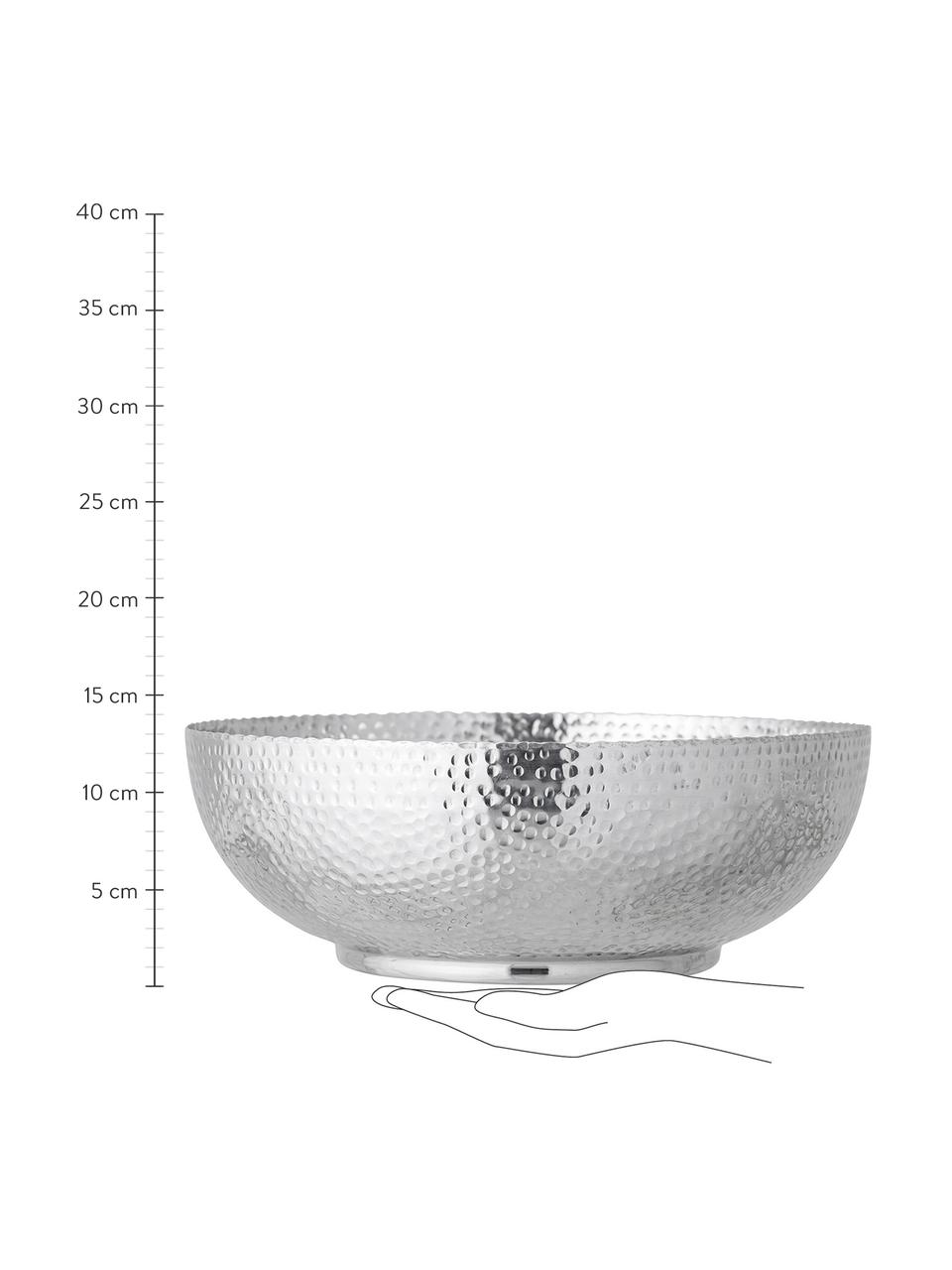 Centrotavola in alluminio Dalton, Alluminio martellato, Argentato, Ø 36 x Alt. 13 cm