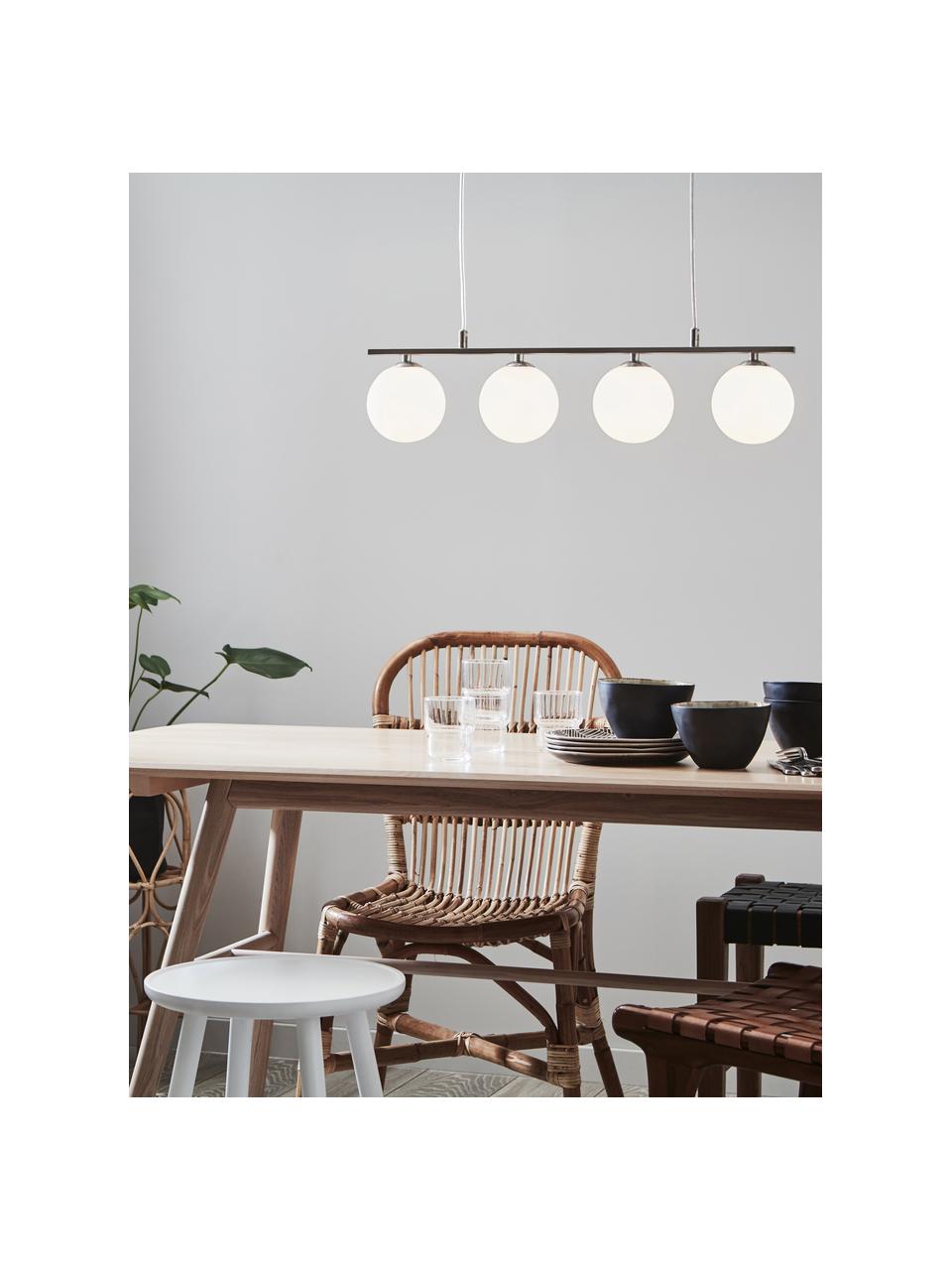 Lampa wisząca Quattro, Biały opalowy, odcienie srebrnego, S 66 x W 17 cm