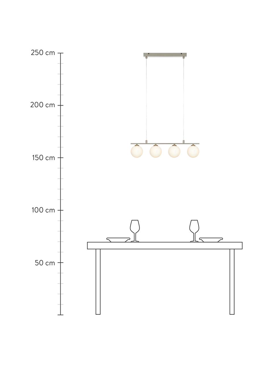 Hanglamp Quattro, Baldakijn: metaal, Opaalwit, zilverkleurig, B 66 x H 17 cm