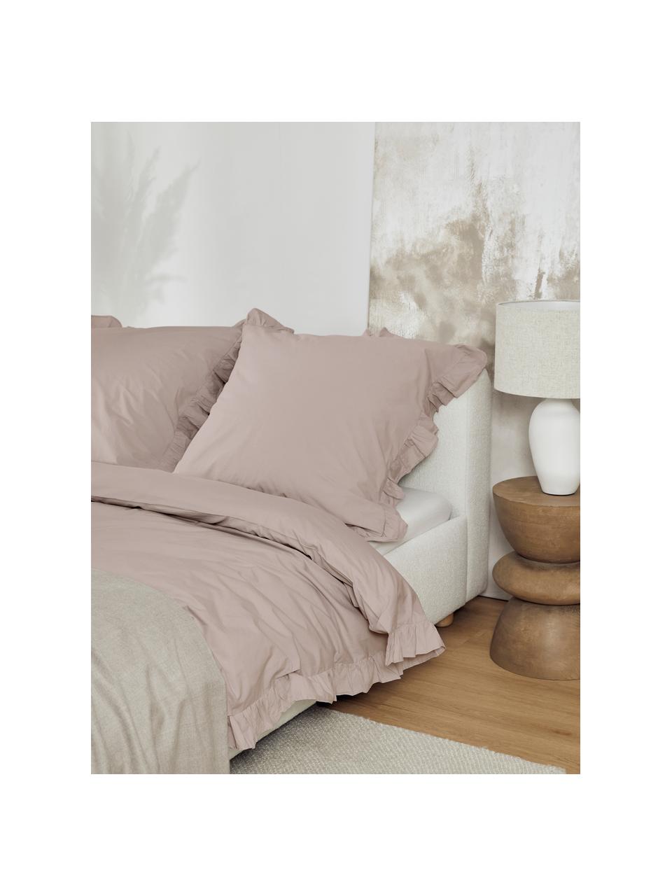 Bavlnená posteľná bielizeň z bavlneného perkálu s volánmi Florence, Béžová, 135 x 200 cm + 1 vankúš 80 x 80 cm