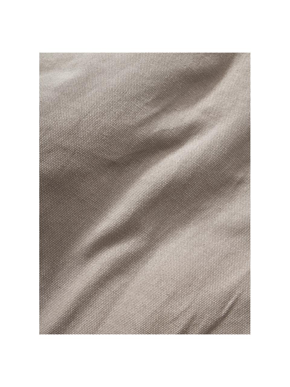 Federa arredo grigia con dettagli trapuntati e frange Laerke, 100% cotone organico certificato BCI, Grigio, Larg. 45 x Lung. 45 cm
