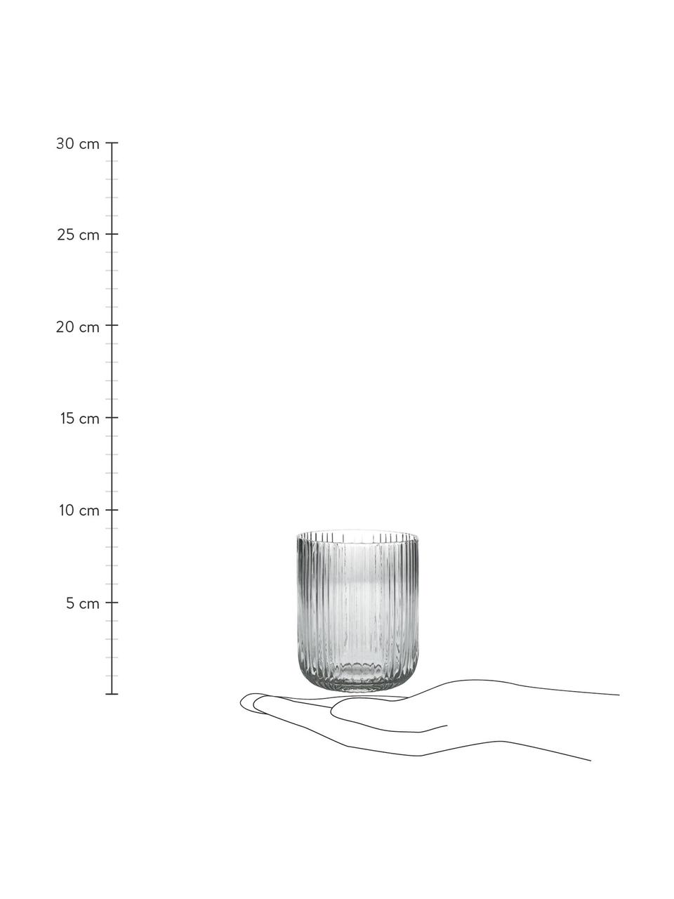 Waterglazen Canise met groefstructuur, 6 stuks, Glas, Transparant, Ø 8 x H 9 cm