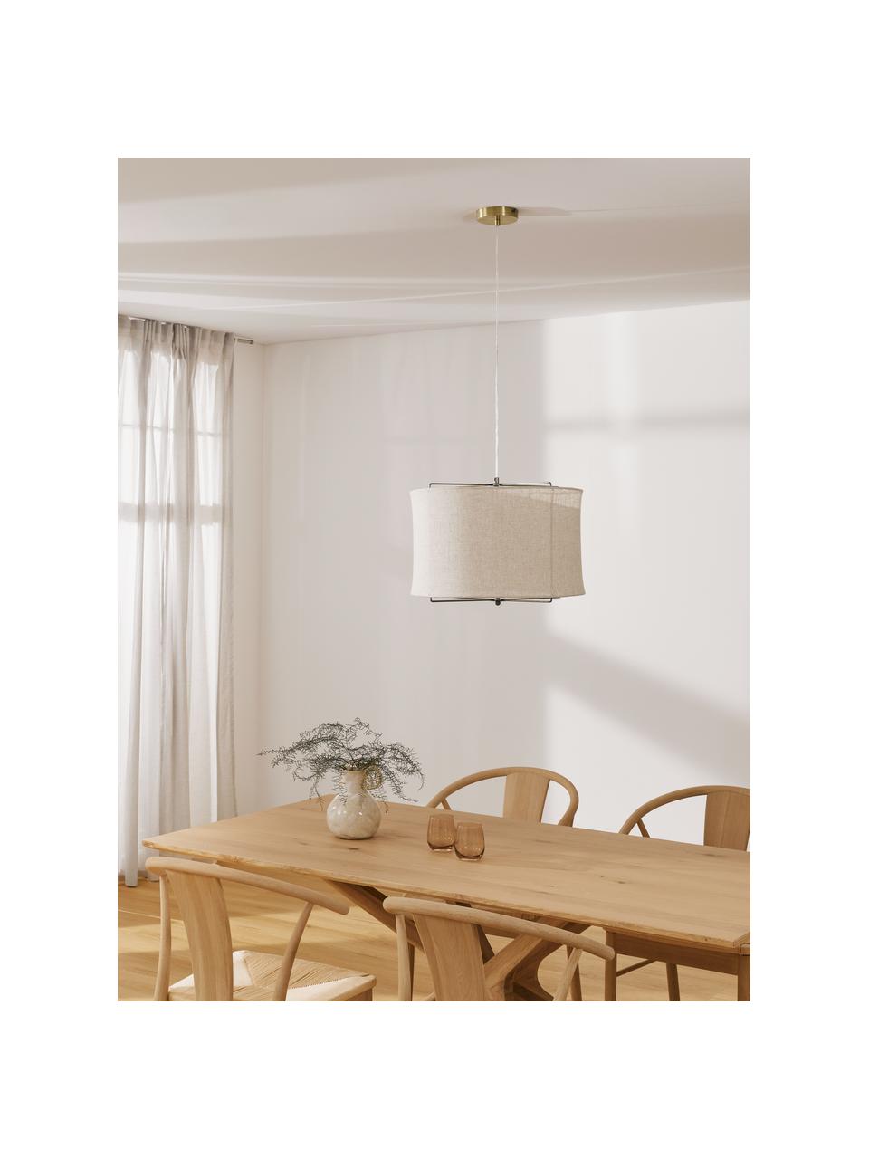 Lampa wisząca z lnu Clouds, Beżowy, Ø 50 x W 29 cm