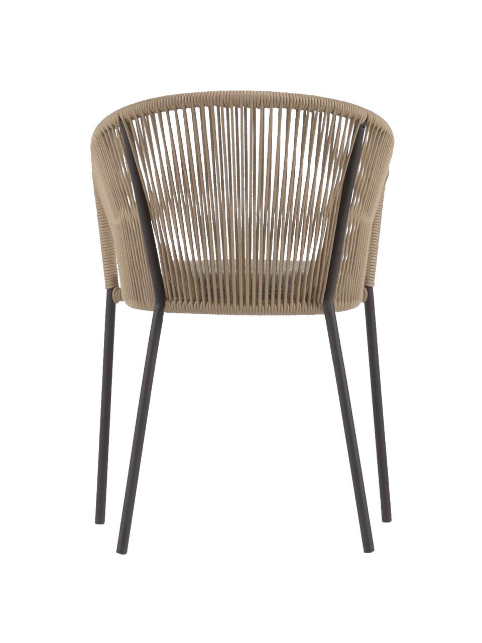 Chaise de jardin Yanet, Brun clair, tissu taupe, larg. 56 x prof. 55 cm