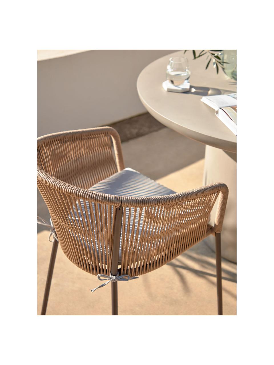 Chaise de jardin Yanet, Brun clair, tissu taupe, larg. 56 x prof. 55 cm