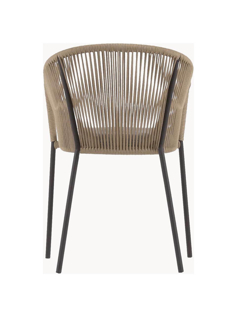 Krzesło ogrodowe Yanet, Tapicerka: 100% poliester, Stelaż: metal galwanizowany, Jasny brązowy, taupe tkanina, S 56 x G 55 cm