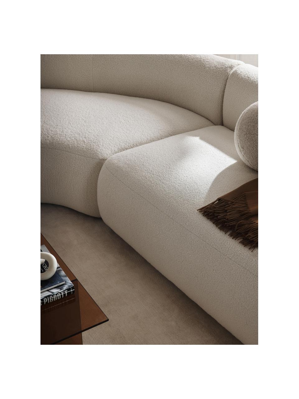 Canapé d'angle modulable 4 places en tissu peluche Sofia, Peluche blanc cassé, larg. 318 x prof. 298 cm, méridienne à droite