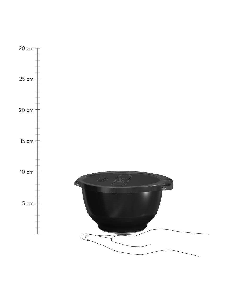 Bols de cuisine noirs Margrethe, 3 élém., Mélamine, Noir, Lot de différentes tailles