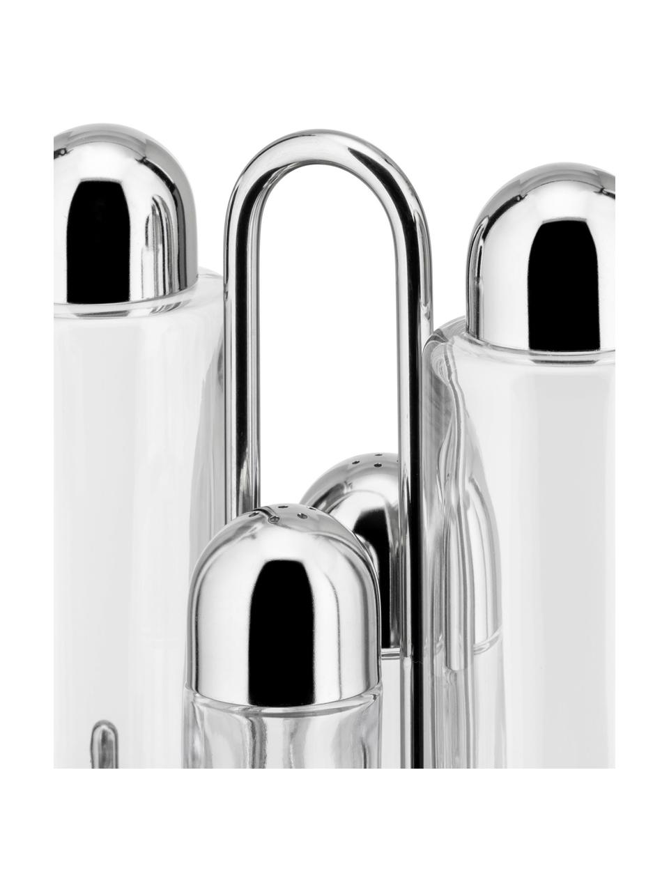 Kruidenset 5070 met standaard, set van 5, Houder: kristalglas, Zilverkleurig, Set met verschillende formaten
