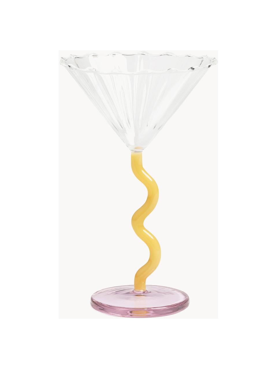 Kieliszek do koktajli Curve, 2 szt., Szkło borokrzemowe, Transparentny, jasny różowy, słoneczny żółty, Ø 17 x W 10 cm, 150 ml