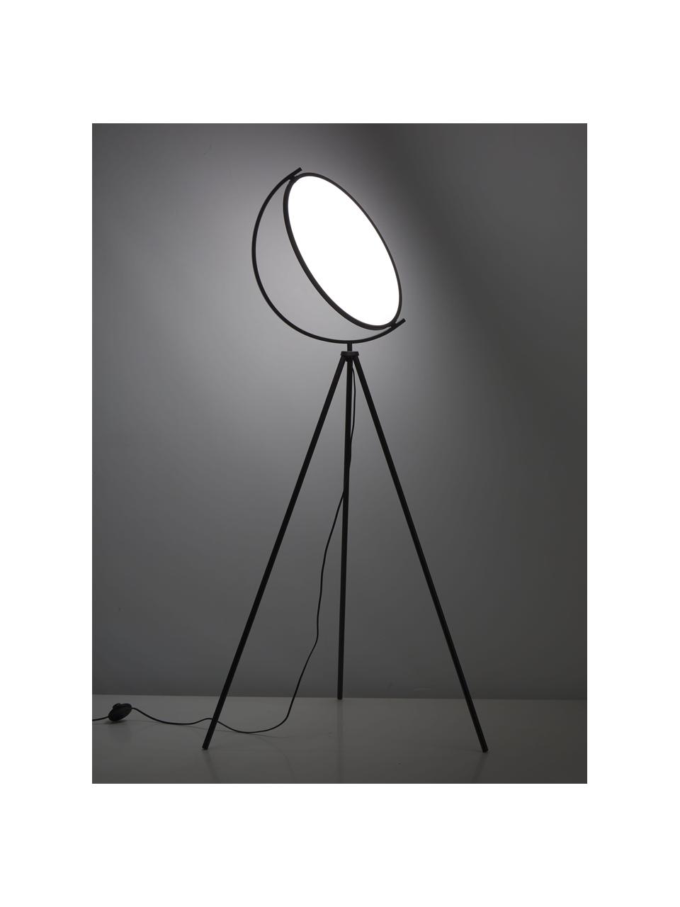 Lampada da terra a LED treppiede Renitale, Disco diffusore: materiale sintetico, Base della lampada: metallo verniciato, Nero, Ø 43 x Alt. 153 cm