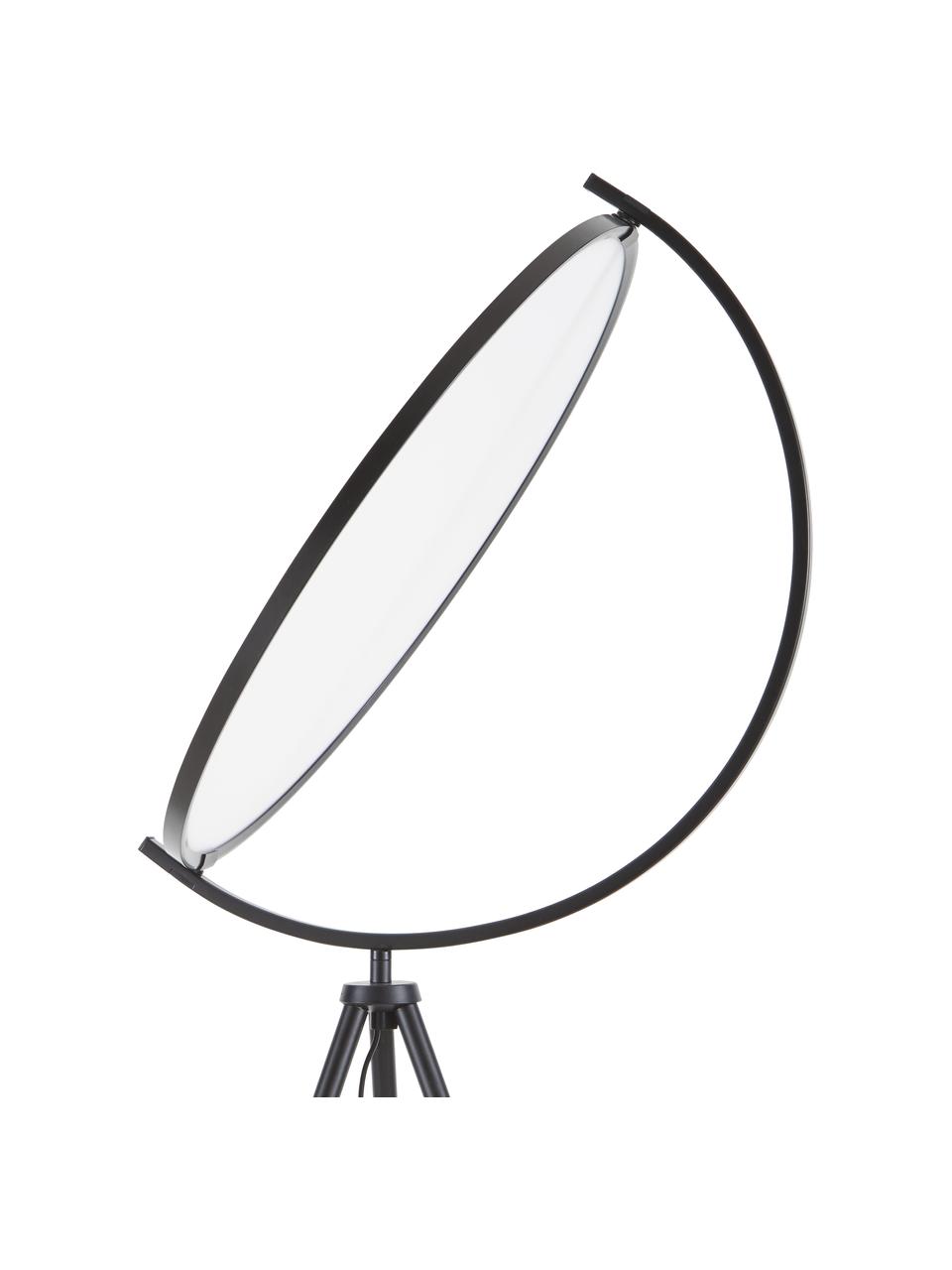 LED tripod vloerlamp Renitale, Diffuser: kunststof, Lampvoet: gelakt metaal, Zwart, Ø 43 x H 153 cm