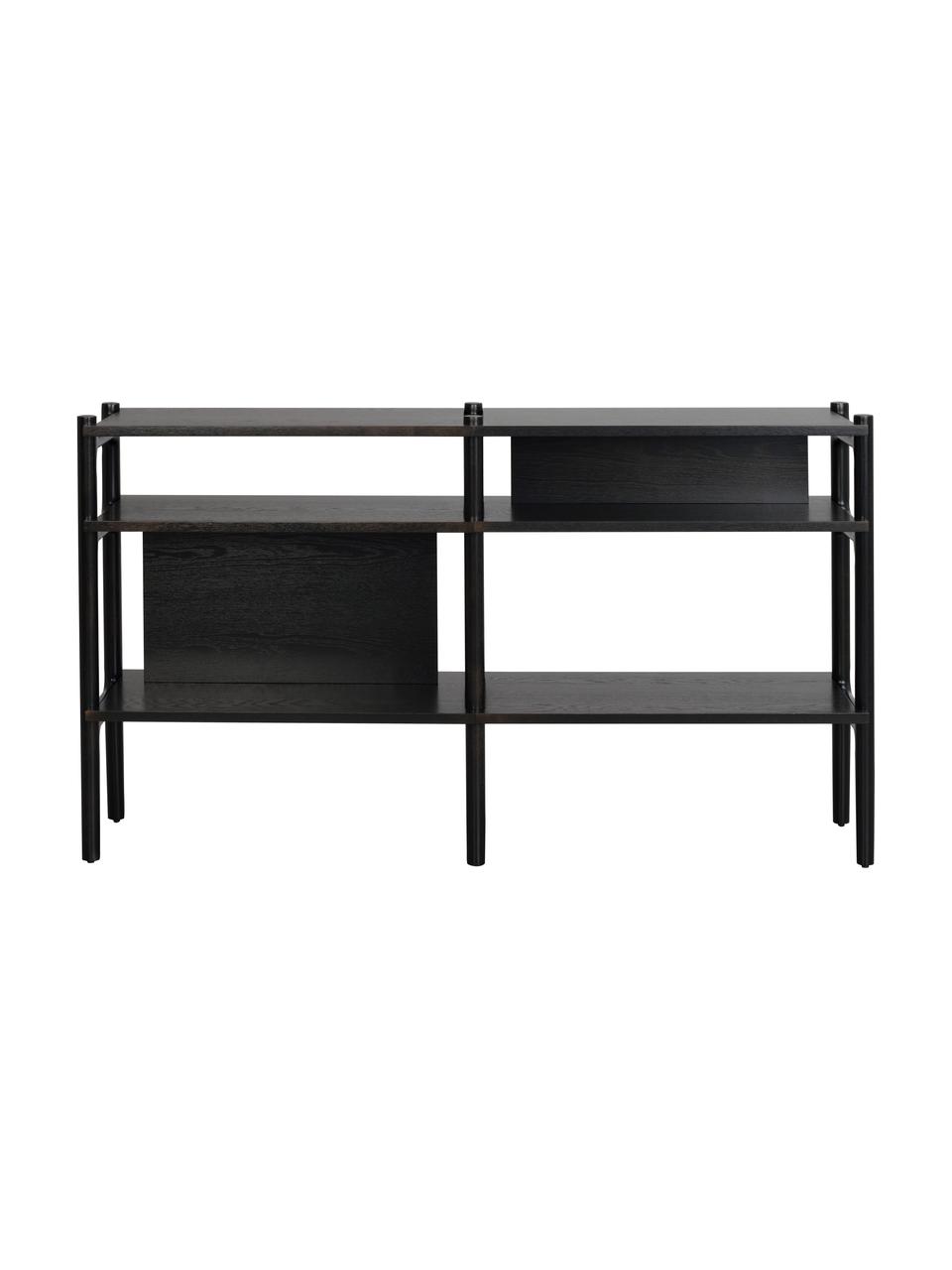 Scaffale in legno di quercia Holton, Nero, Larg. 140 x Alt. 81 cm