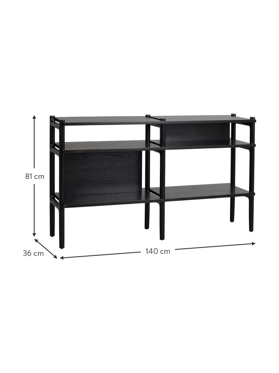 Eikenhouten wandrek Holton, Zwart, B 140  x H 81 cm