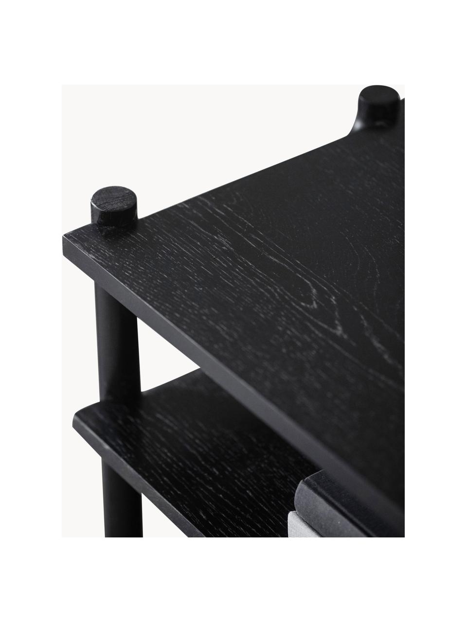 Estantería de madera de roble Holton, Estructura: madera de roble maciza pi, Negro, An 140 x Al 81 cm