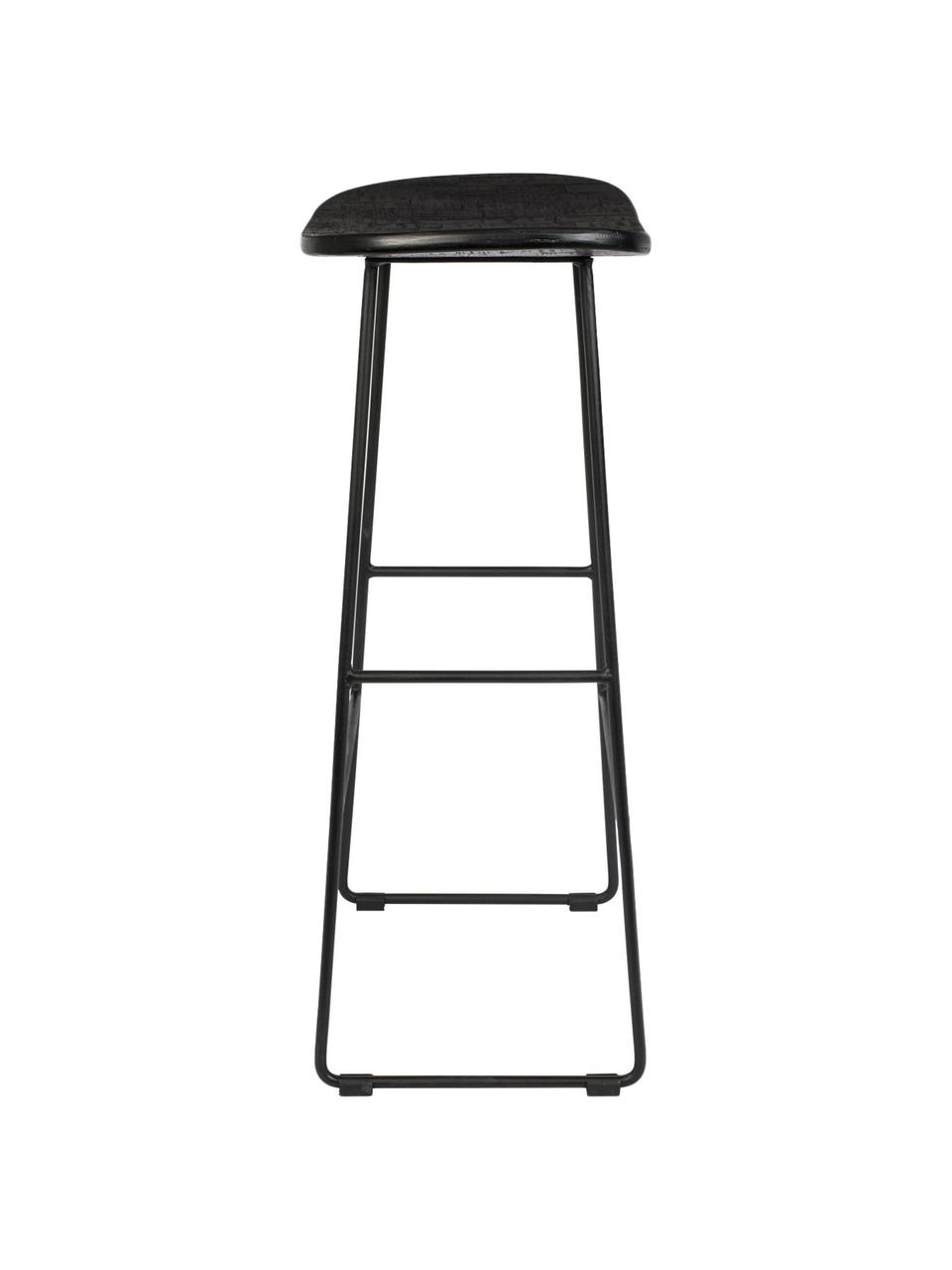 Taburete alto Tangle, Asiento: mader de teca reciclada p, Patas: metal con pintura en polv, Negro, An 40 x Al 80 cm