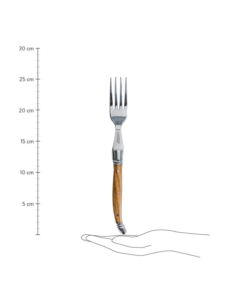 Komplet sztućców do steków Laguiole, dla 2 osób (4 elem.), Jasny brązowy, D 26 cm