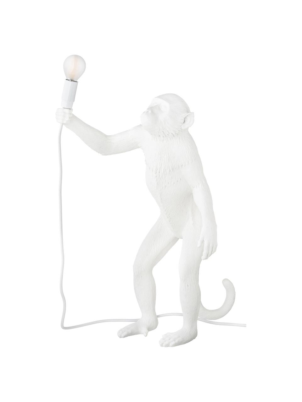 Design Außentischlampe Monkey mit Stecker, Leuchte: Kunstharz, Weiß, B 46 x H 54 cm