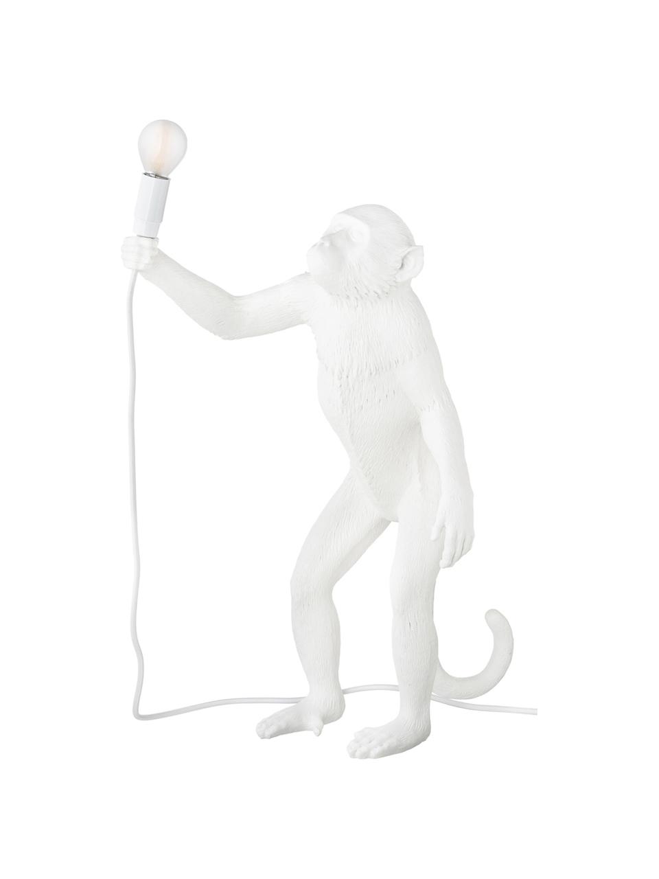 Lampe à poser d'extérieur LED design avec prise secteur Monkey, Blanc, larg. 46 x haut. 54 cm