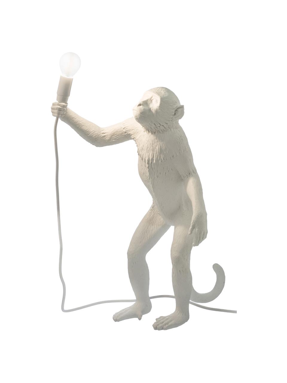 Design outdoor tafellamp Monkey met stekker, Lamp: kunsthars, Wit, B 46 x H 54 cm