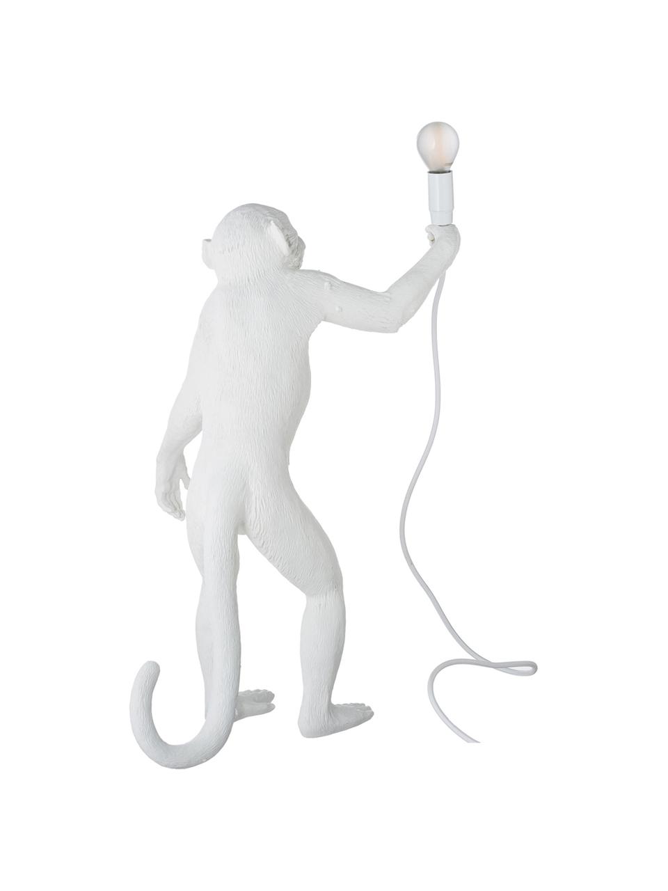 Lámpara de mesa para exterior de diseño Monkey, con enchufe, Lámpara: resina, Cable: plástico, Blanco, An 46 x Al 54 cm