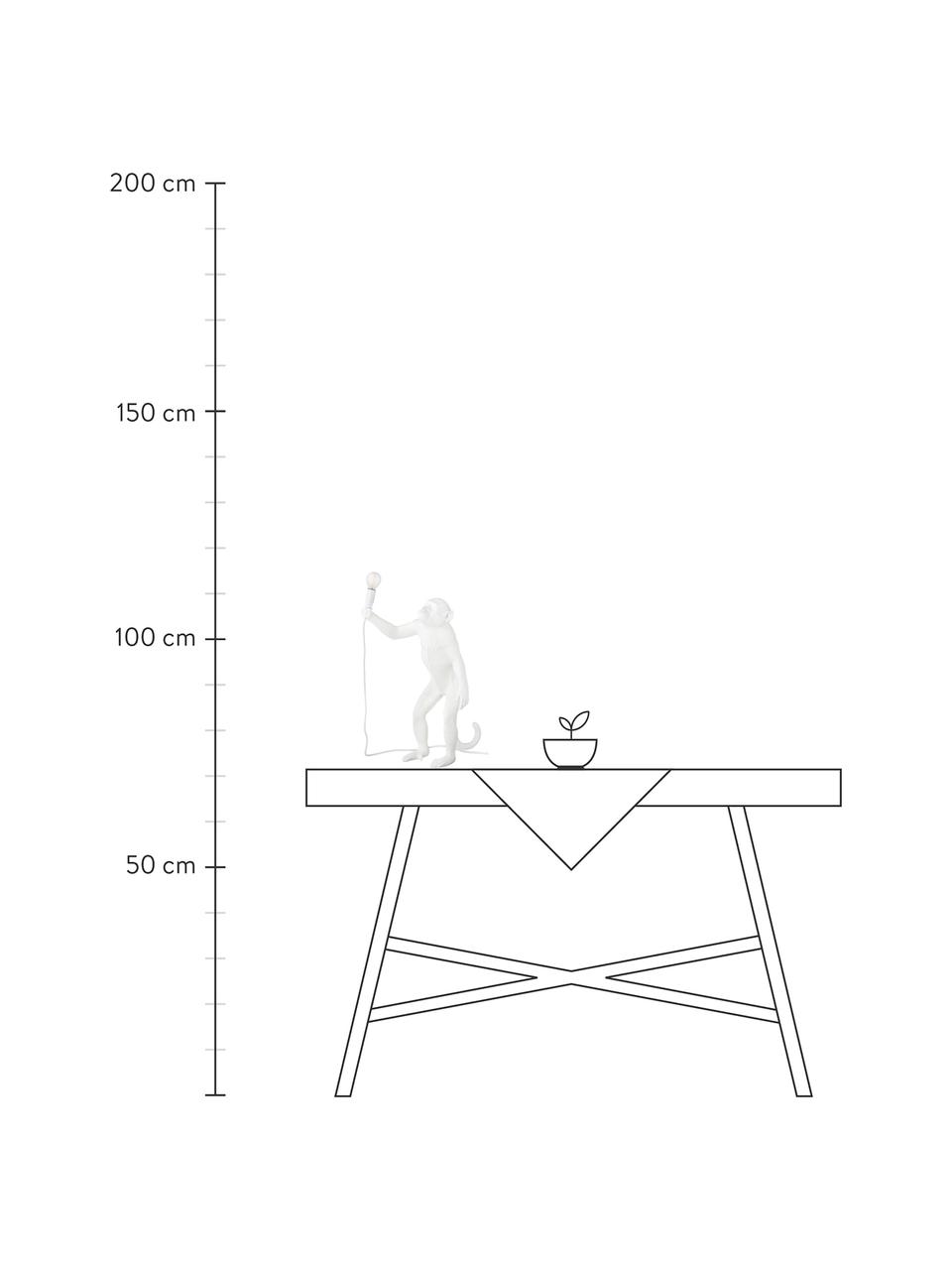 Lampe à poser d'extérieur LED design avec prise secteur Monkey, Blanc, larg. 46 x haut. 54 cm